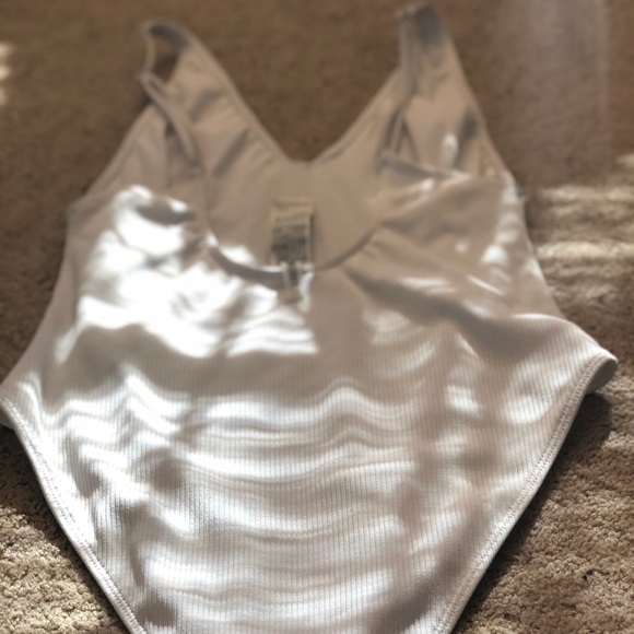Forever21 ribbed white two-piece swimwear bodysuit - Picture 2 of 2